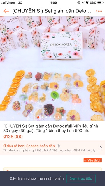 Sét Detox 30 gói, tặng một bình thuỷ tinh 500ml kèm túi vài