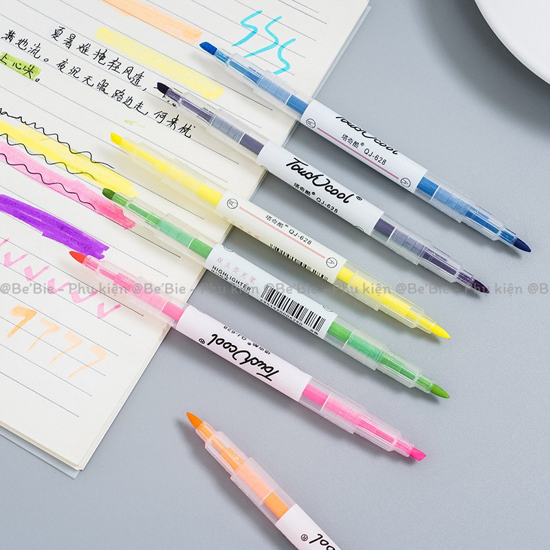 Set túi 6 bút dạ màu neon học sinh BeBie - BP254