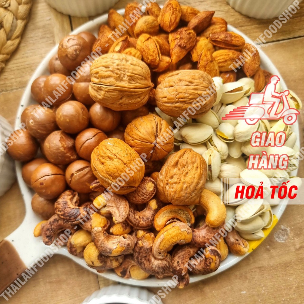 Hạt Dinh Dưỡng Mix 5 Vị (Macca, Hạt Dẻ Cười, Hạnh Nhân, Hạt Điều, Óc Chó) Lon 450Gram
