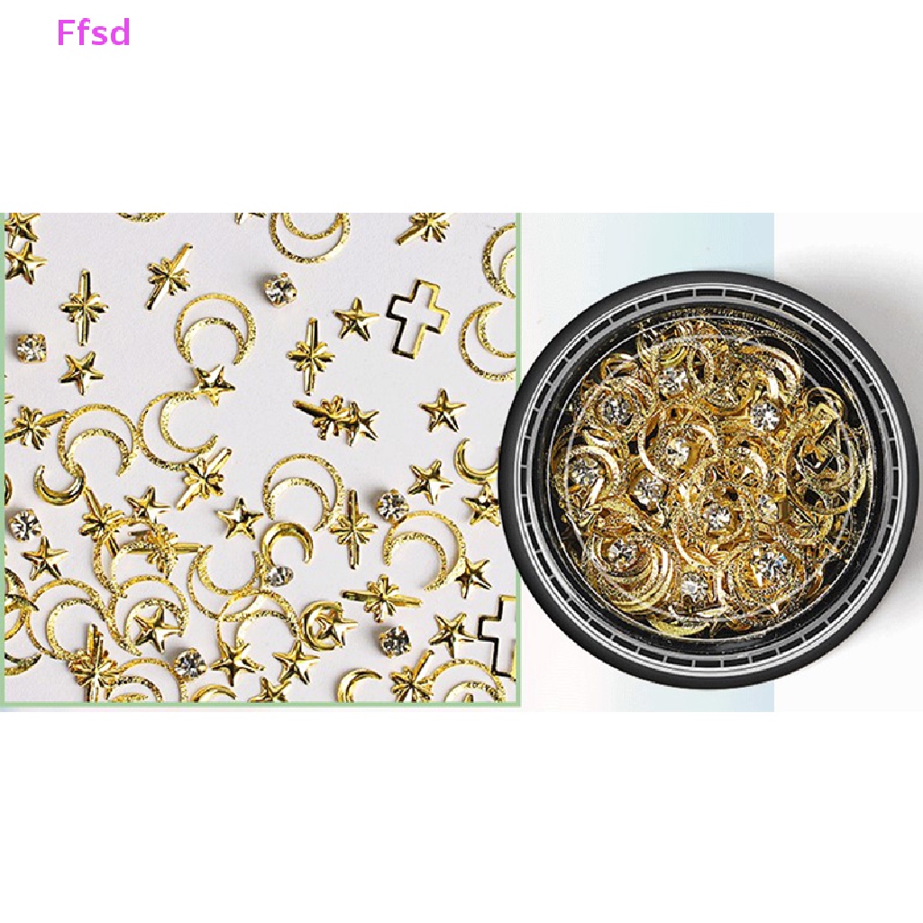 {Ffsd} Hàng Mới Về Đinh Tán Và Trăng Sao Trang Trí Móng Tay Nghệ Thuật Màu Vàng Kim Tuyến * Bán Chạy