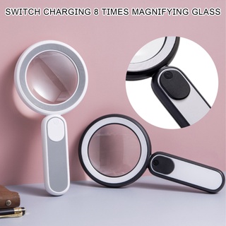 Kính lúp cầm tay 21 bóng led - 8x công tắc cảm ứng có 3 chế độ ánh sáng