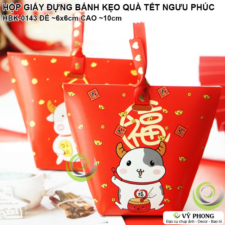 SET 5 HỘP GIẤY HÌNH THANG HÌNH CON TRÂU NGƯU PHÚC ĐỰNG BÁNH KẸO QUÀ TẶNG TẾT NĂM MỚI, MỪNG TÂN XUÂN NEW YEAR HBK-0143