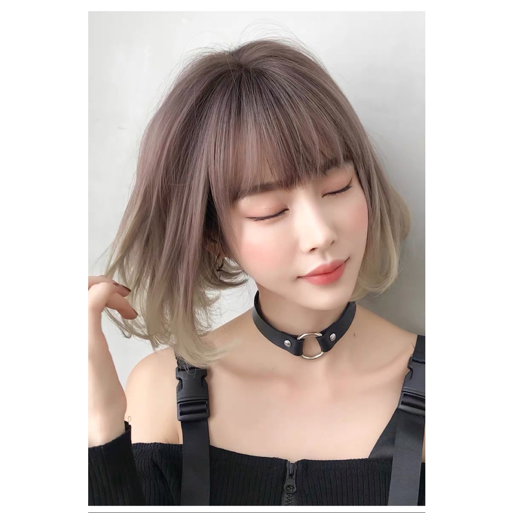 Tóc giả nguyên đầu tím đậm Ombre❤️KOTY BEAUTY❤️ tóc giả nữ cả đầu nhuộm tím TG58