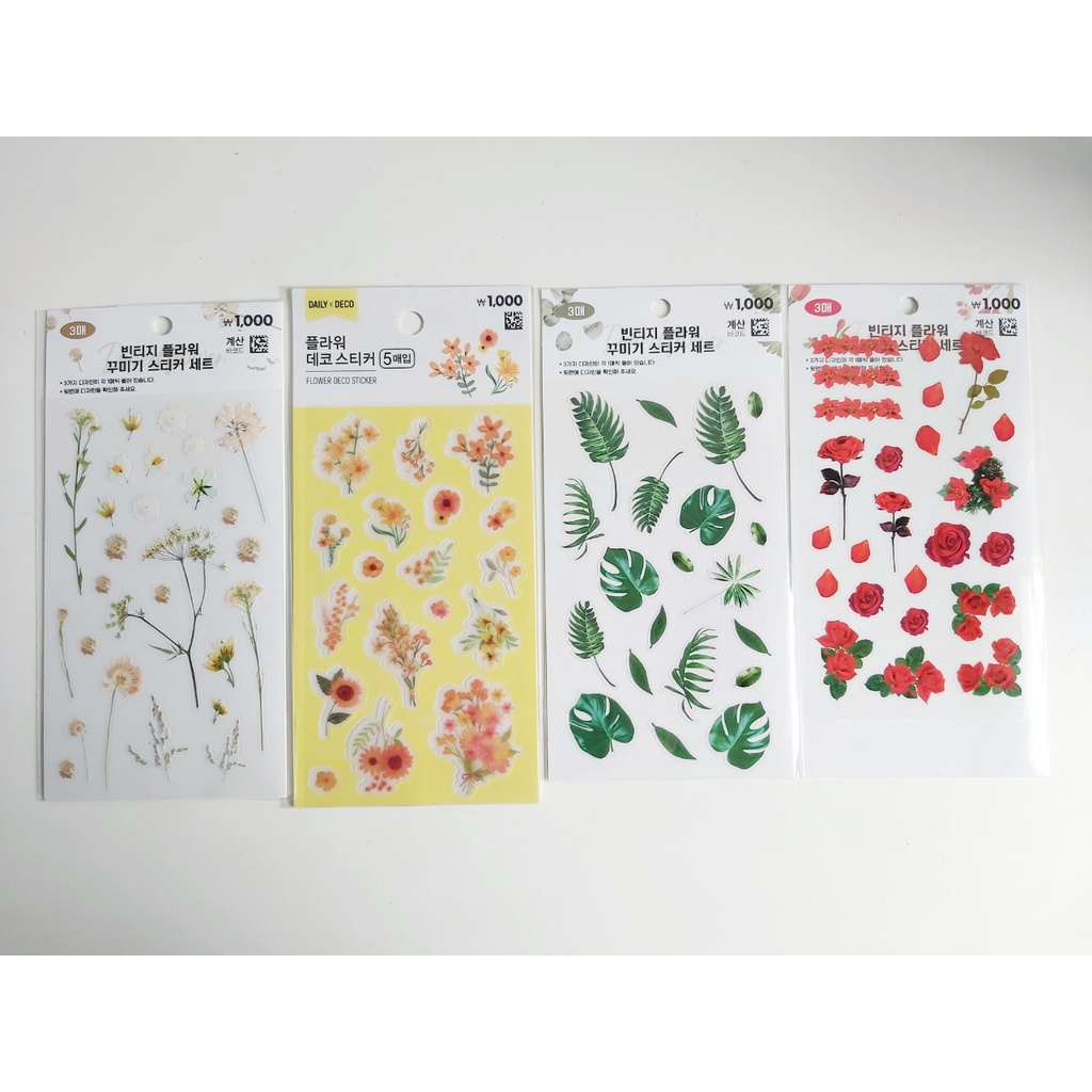 [sticker daiso sẵn] STICKER HOA TRANG TRÍ TOP