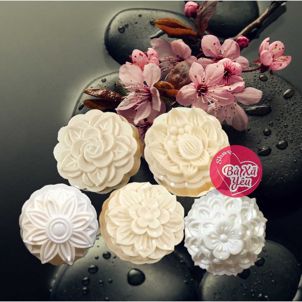 Combo 5 khuôn bánh trung thu , rau câu 3D _ Bông Hoa Xinh Xắn 10cm - BX3817