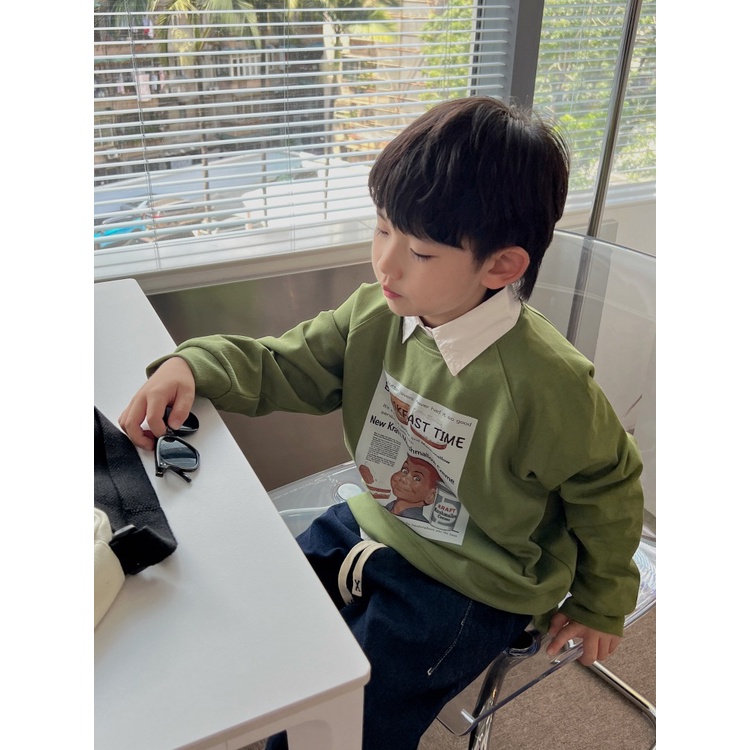 Áo nỉ 2 màu xanh nâu hàng cao cấp cho bé trai bé gái cực đẹp B72-21216