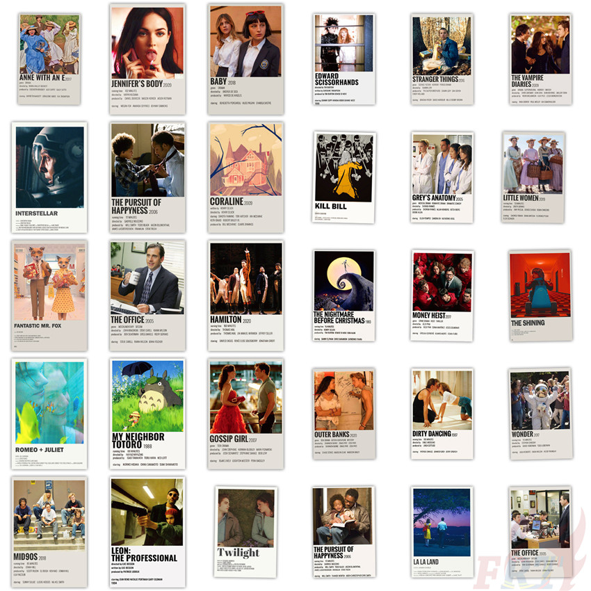 ❉ Mixed Movie & TV Shows Series 03 Retro Mini Poster Stickers ❉ 64Pcs/Set DIY Fashion Waterproof Doodle Decal Stickers
