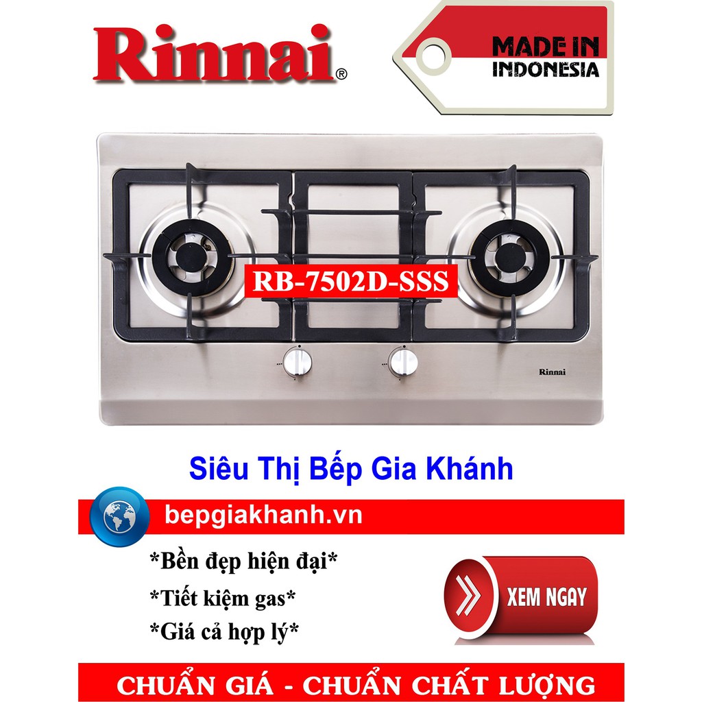 Bếp gas âm Rinnai RB-7502D-SSS nhập khẩu Indonesia