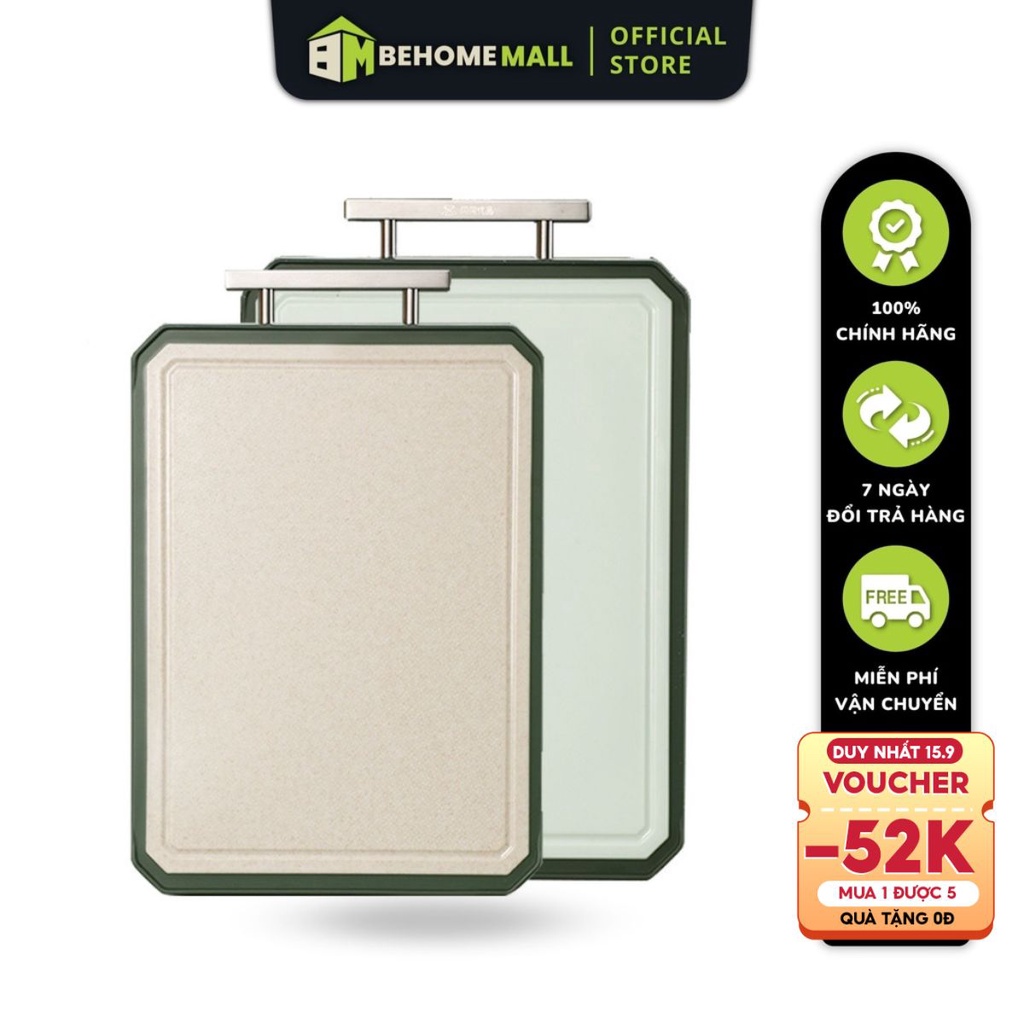 Thớt kháng khuẩn BEHOMEMALL hai mặt kháng khuẩn có tay cầm bằng thép không gỉ 304