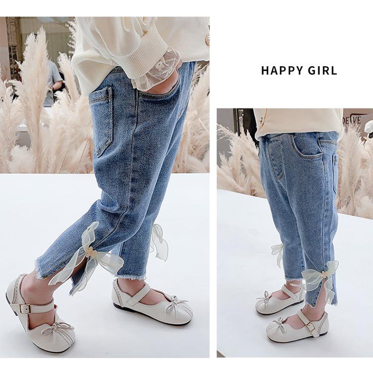 Quần Jeans Dài Thời Trang Cho Bé Gái 2021