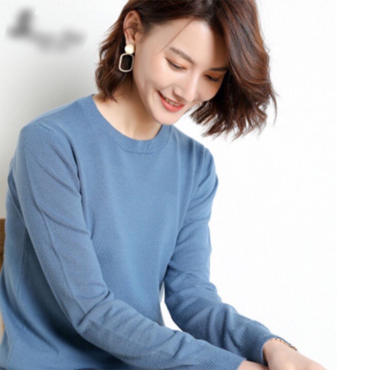 Áo len dài tay, áo len nữ cổ tròn bo gấu nhiều màu nhiều size hàng Quảng Châu