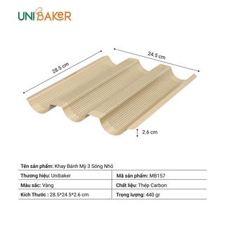 Khay bánh mì chống dính 3 sóng UniBaker MB158 cao cấp, siêu bền, siêu đẹp - mabakerdolambanh