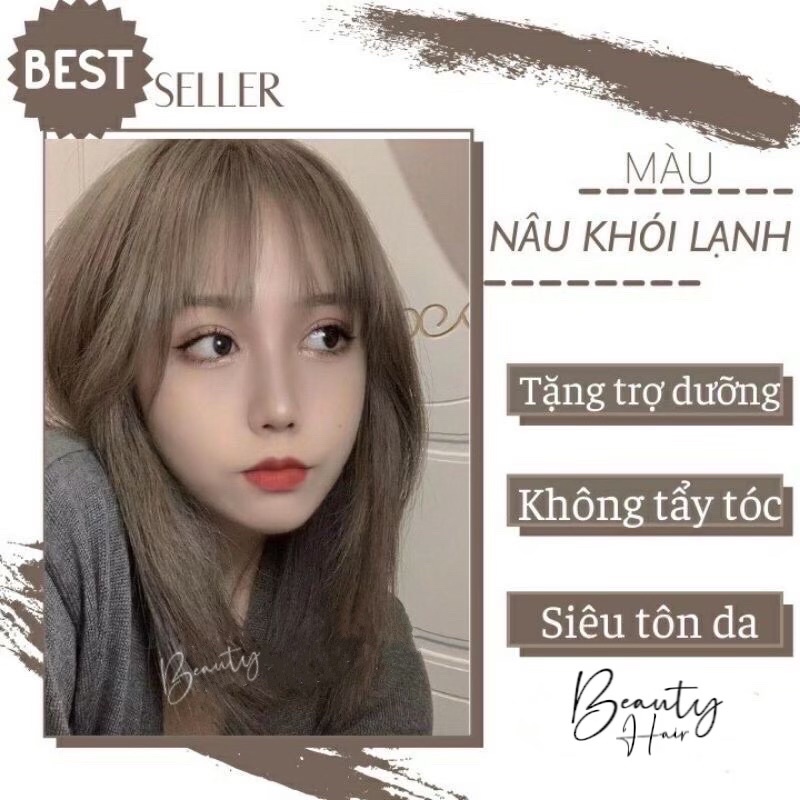 Thuốc Nhuộm Tóc Màu NÂU TRÀ SỮA - NÂU KHÓI / KHÔNG CẦN TẨY, LÊN TỪ NỀN ĐEN