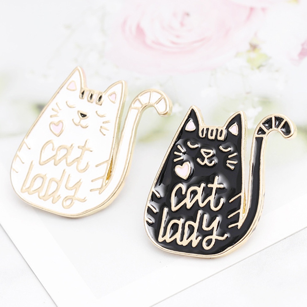 YOML✔Fashion Women English Letter Dog Mom Cat Lady Badge Brooch Pin Clothes Jewelry