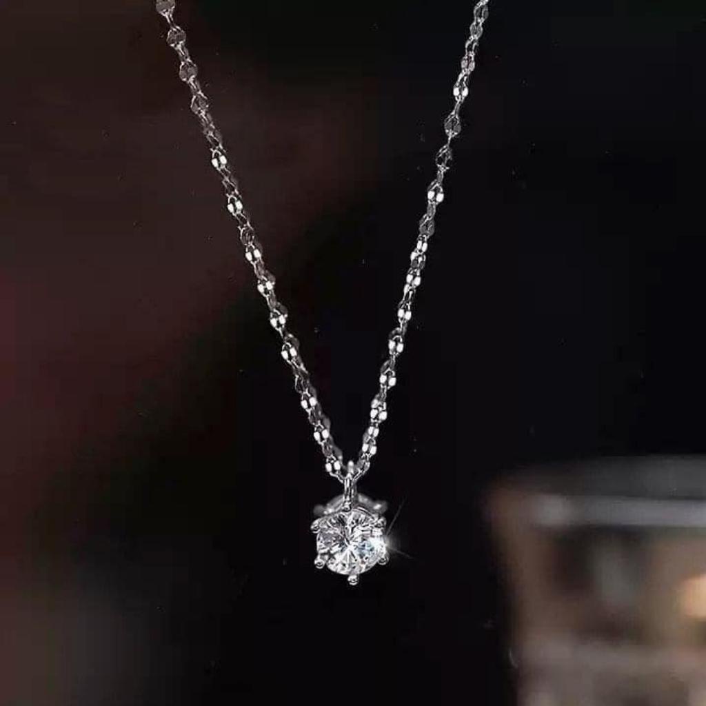 Dây chuyền nữ mặt đá tròn chuẩn bạc ta sáng đẹp - Anchi jewelry