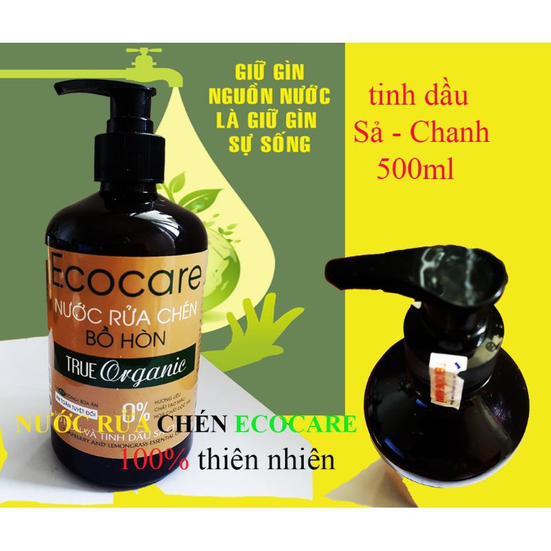 Nước rửa chén 100% organic Ecocare tinh dầu sả chanh,bồ hòn xuất khẩu Đức