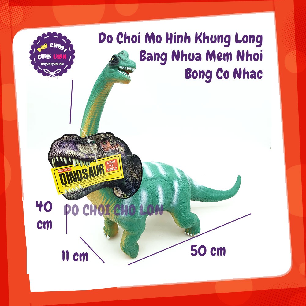 Đồ chơi khủng long cổ dài Brachiosaurus bằng nhựa mềm nhồi bông có nhạc 024 - KhaDiTOYS - Thú Nhồi Bông