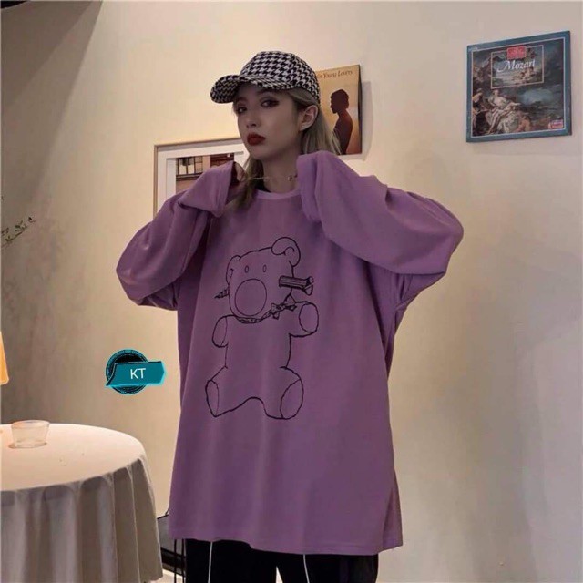 [FREESHIP ĐƠN TỪ 50K] Áo thun gấu đinh nơ cổ tay suông KTH0919
