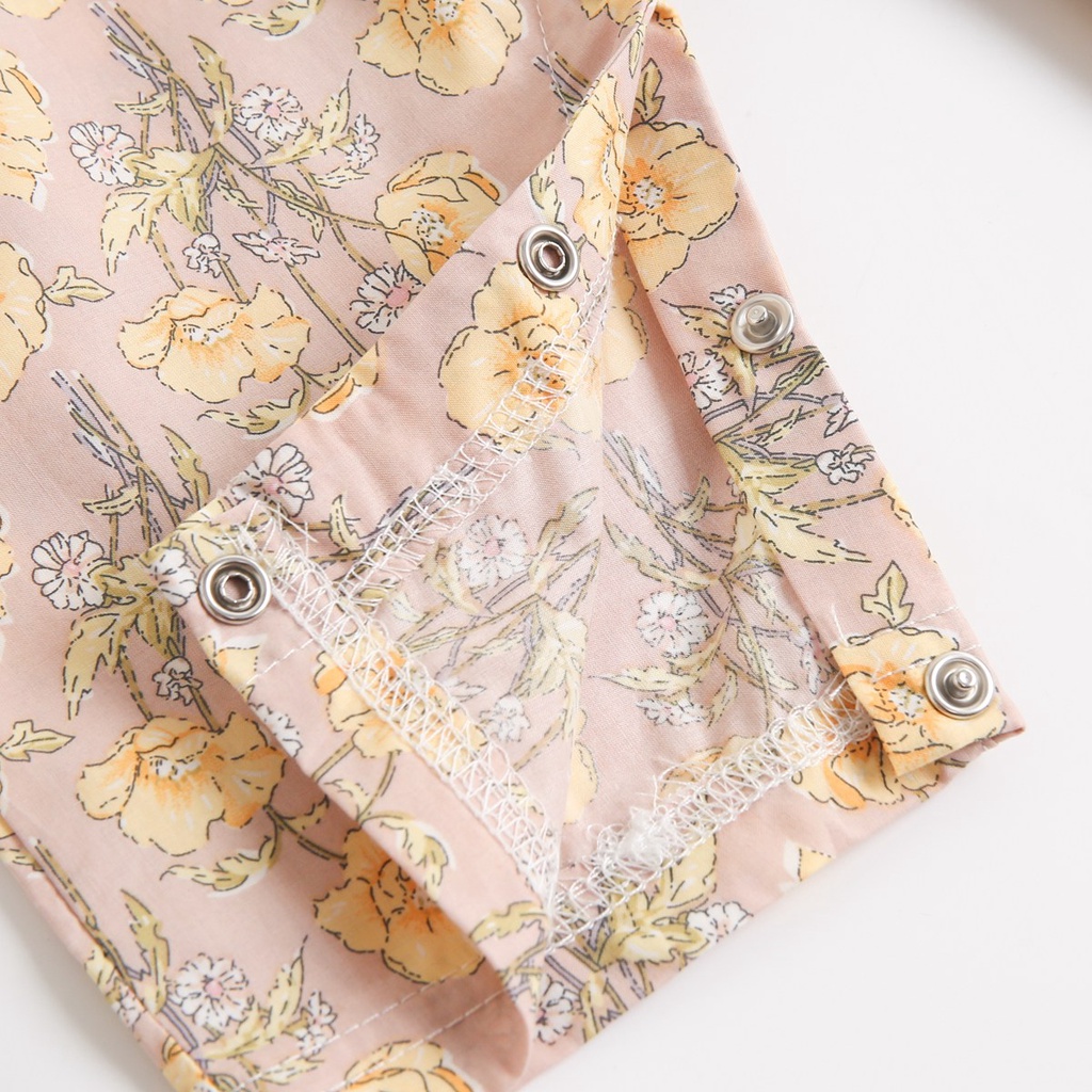 Áo liền quần SANLUTOZ vải cotton in hoa thời trang mùa hè cho bé gái