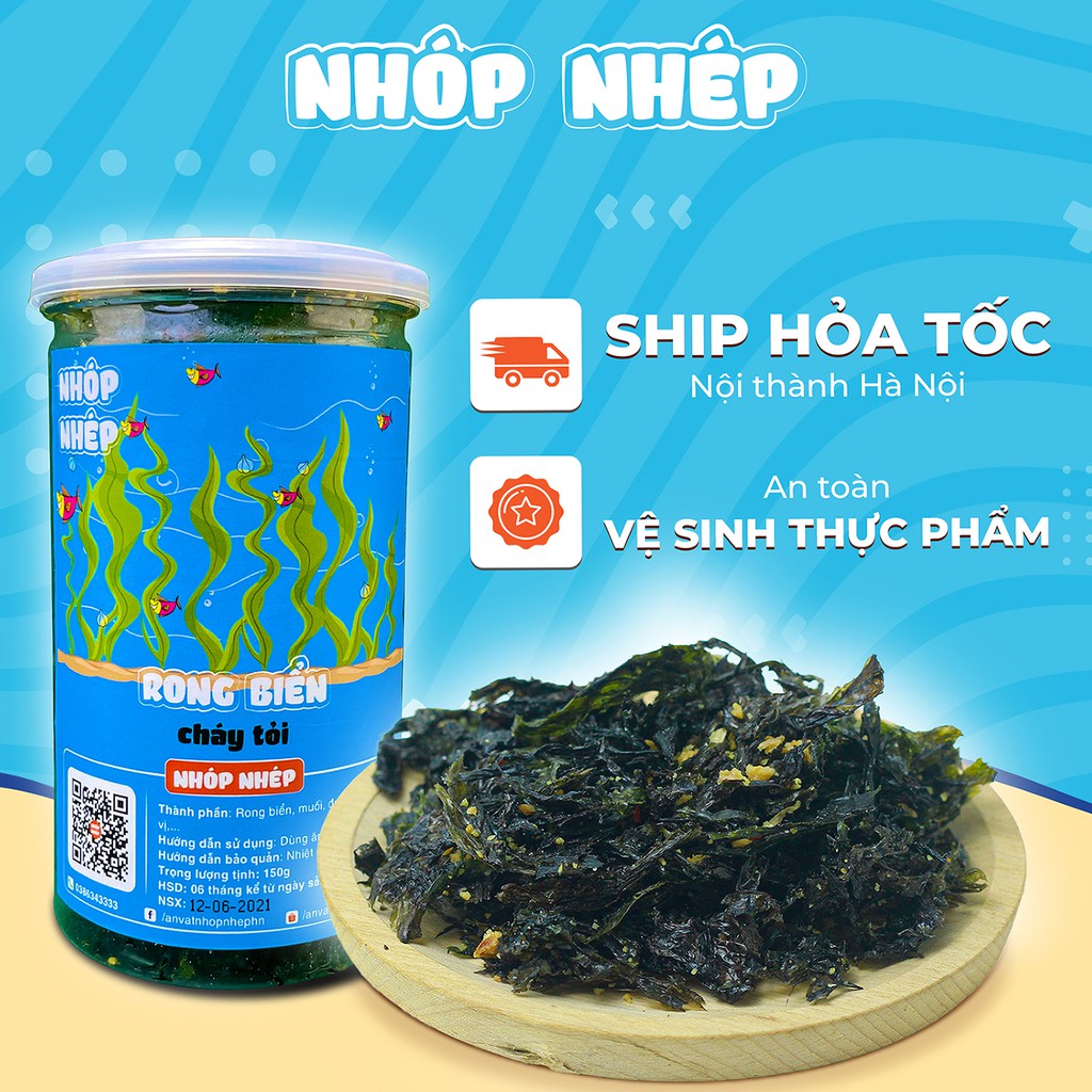 Rong biển cháy tỏi Nhóp Nhép 150g đồ ăn vặt Hà Nội vừa ngon vừa rẻ