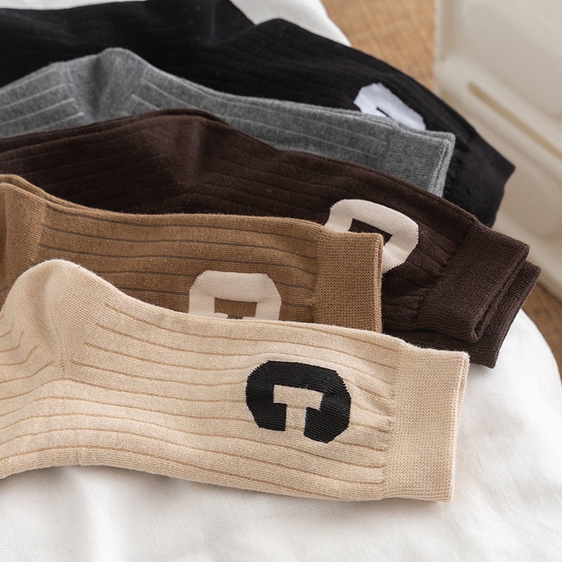 [Tonashoe] Tất Cổ Cao Hoạ Tiết Chữ C Nam Nữ