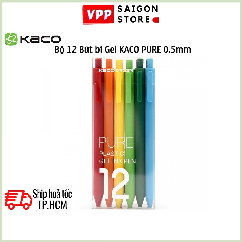 Bộ 12 Bút bi Gel KACO PURE 0.5mm Chính hãng Cao cấp