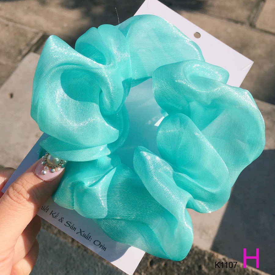 Dây buộc tóc scrunchies voan ánh nhũ nhiều màu siêu đẹp Orin K1107