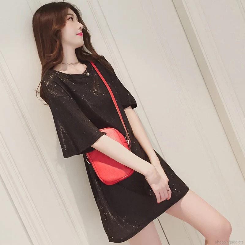Áo thun ngắn tay cổ tròn dáng dài rộng thời trang nữ năng động
