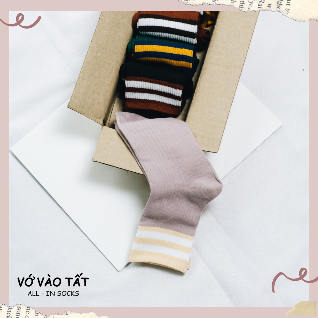 TẤT VỚ NỮ CỔ TRUNG SỌC THỂ THAO 2 MÀU