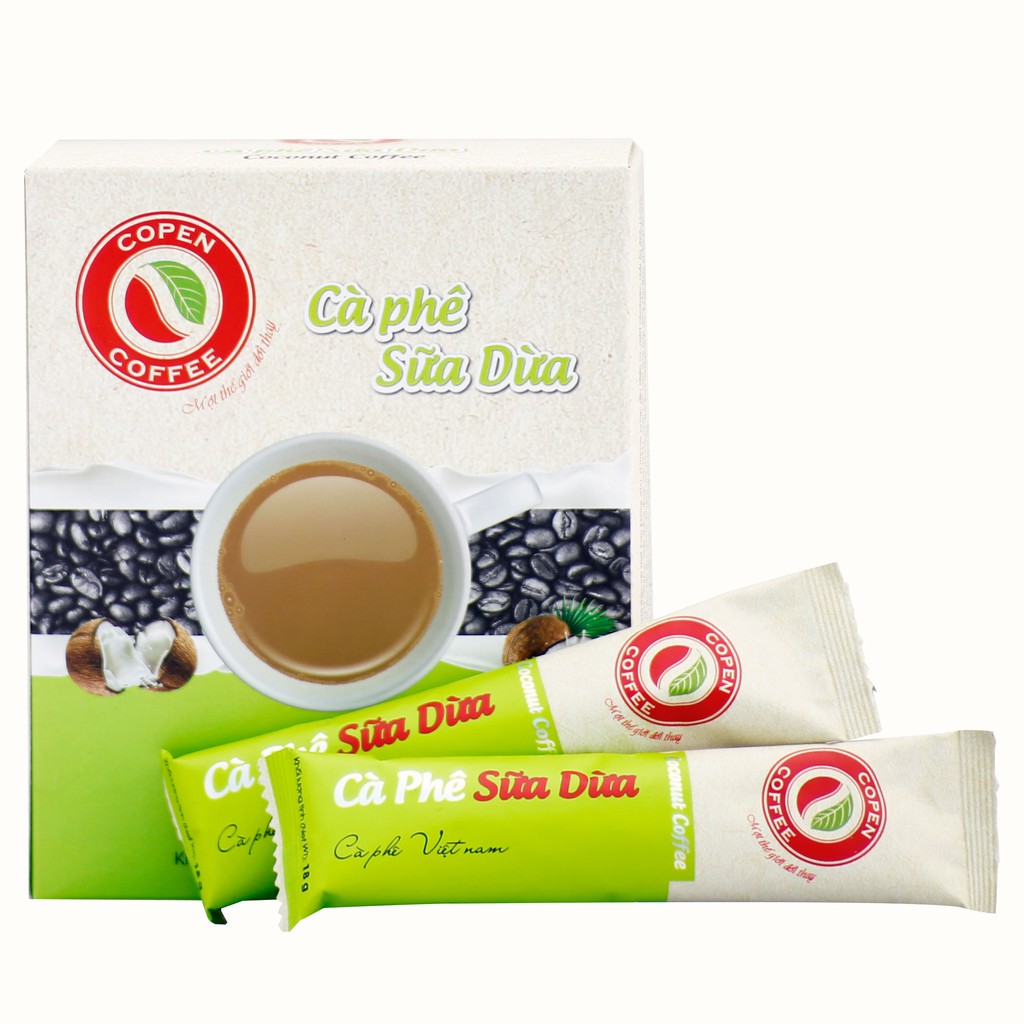 [Mã GROM35 - 10% đơn 150K] Hộp Cà phê sữa dừa hòa tan Copen Coffee (10 gói/hộp)