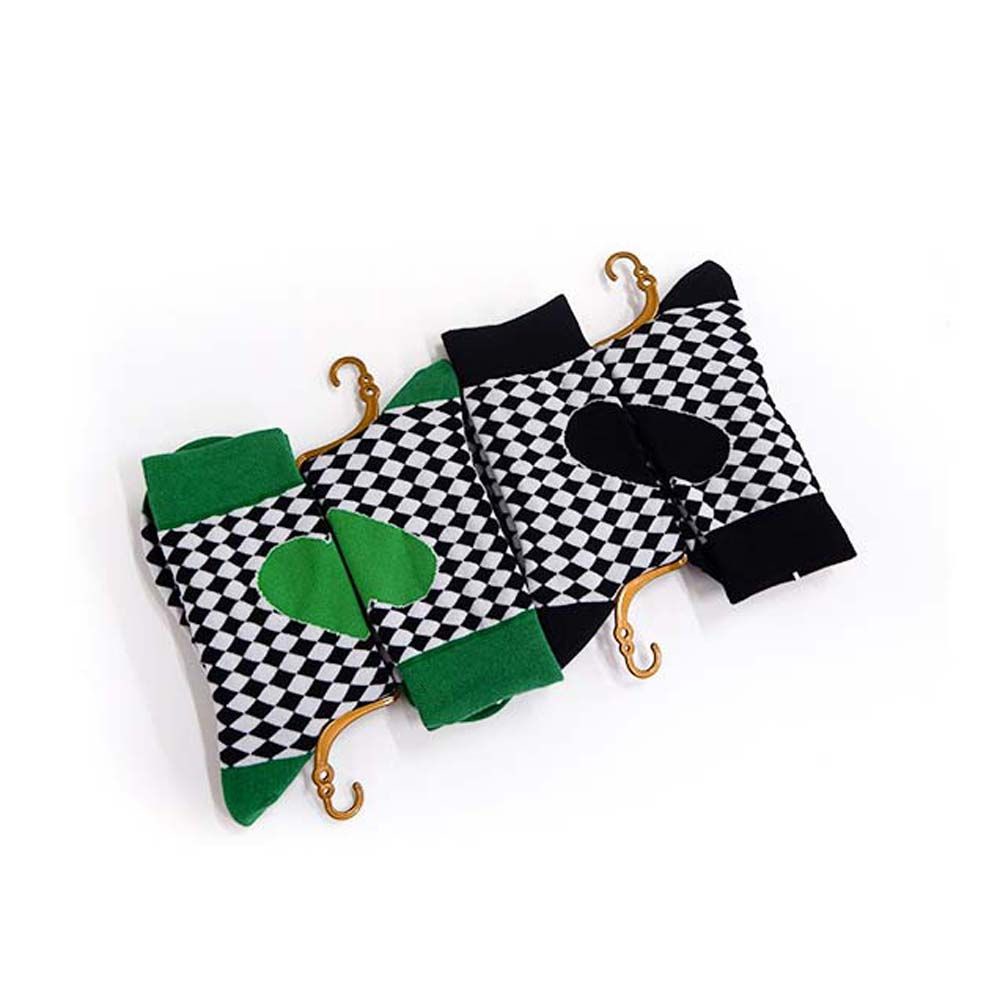 Vớ cổ vừa họa tiết kẻ sọc caro màu đen phong cách đường phố Hàn Quốc thời trang cho nữ