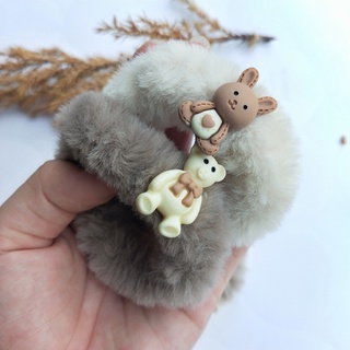 Chun Cột Tóc lông mềm mịn,scrunchies lông thỏ  Hàn Quốc