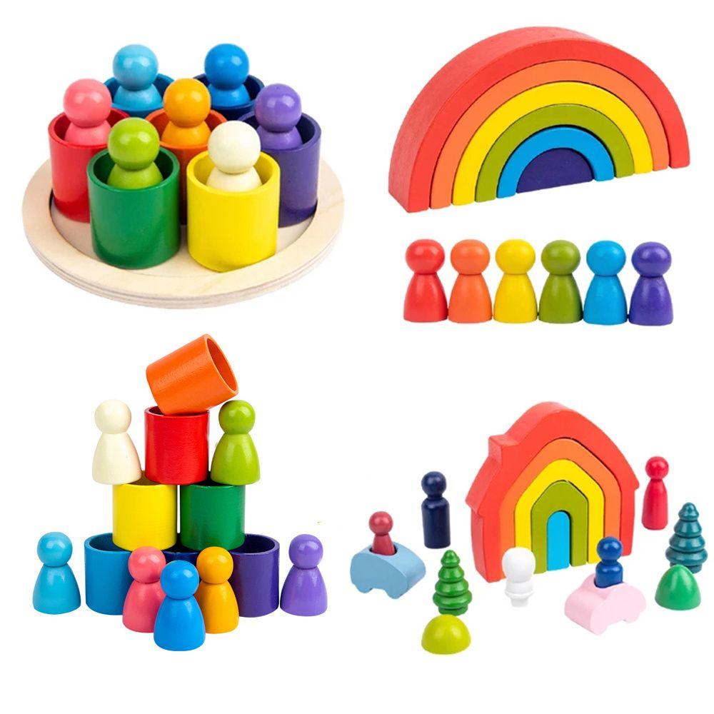 Đồ Chơi Khối Bán Nguyệt Nhiều Màu Sắc Giáo Dục Nhận Thức Sớm Cho Trẻ Em