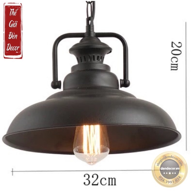 Chao đèn thả cổ điển T064 , đèn thả quầy bar phong cách retro D320 kèm dây xích sắt