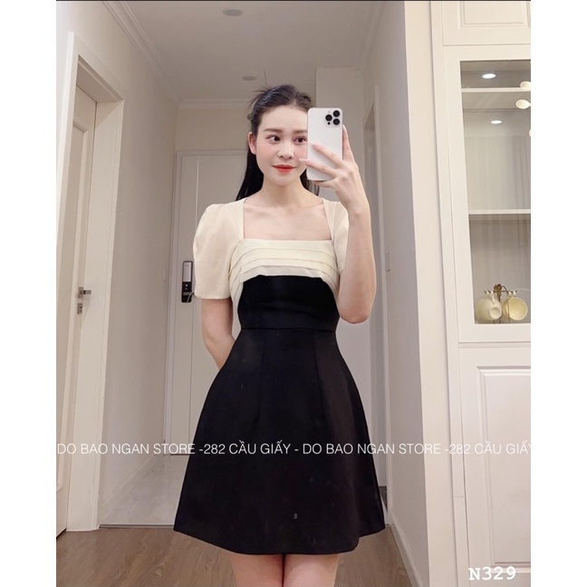 Váy xoè đen pha tơ nt closet