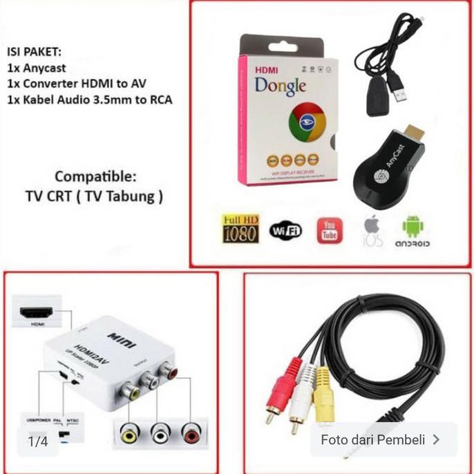 Cáp Hdmi Dongle + Hdmi Av + Rca Cho Hp To Tv Tube 0512