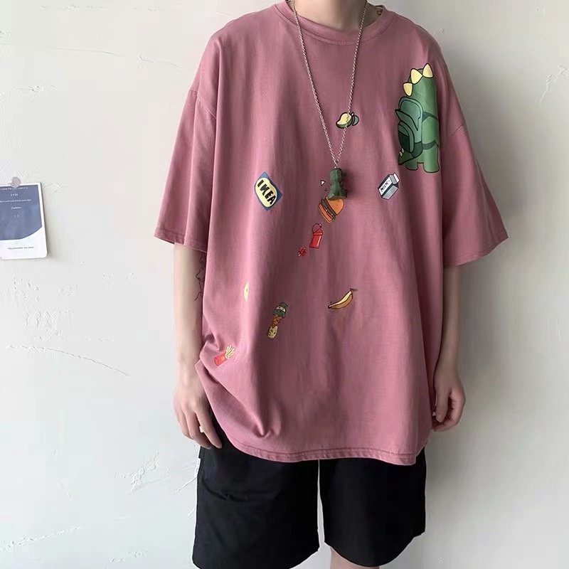 Áo Thun Tay Ngắn In Hình Khủng Long Trẻ Trung Cho Nam Size S-8Xl