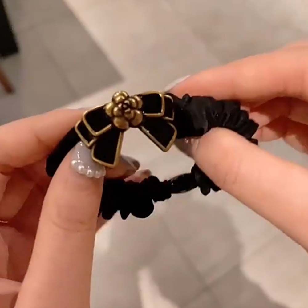 Dây buộc tóc phối hoa phong cách Hàn Quốc thời trang dành cho nữ