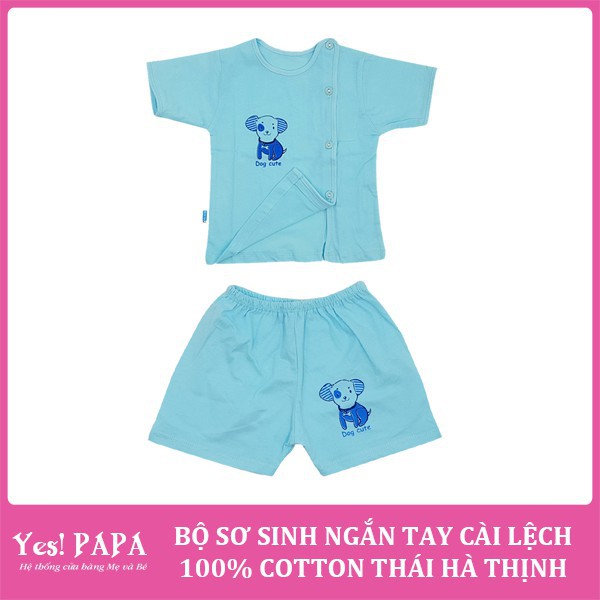 Bộ sơ sinh ngắn tay cài lệch 100% cotton Thái Hà Thịnh