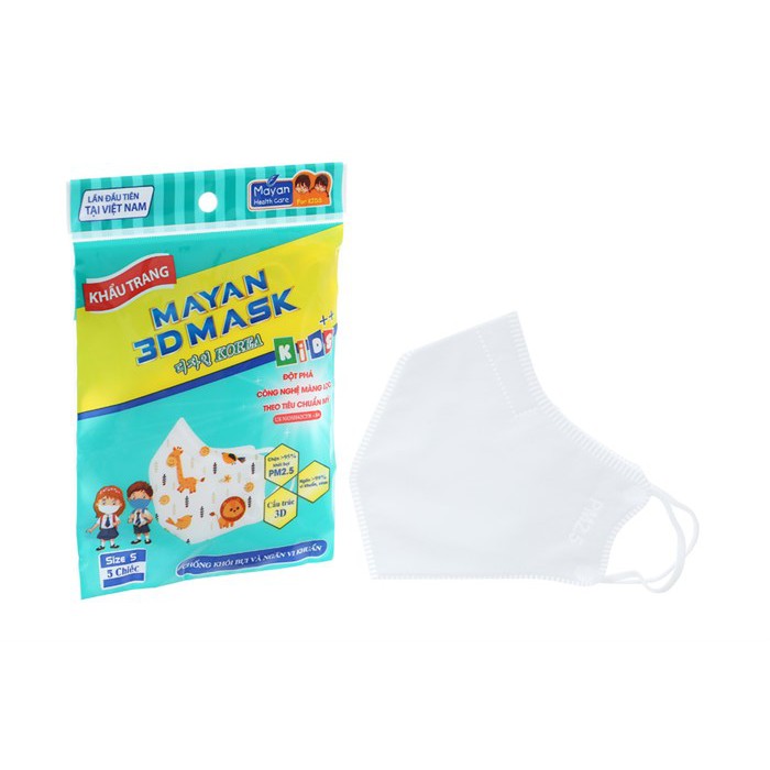 Combo 5 Gói Khẩu Trang 3D Mayan Mask- Khẩu Trang Y Tế Chống Bụi PM 2.5 Gói 5 Miếng Trẻ Em Cao Cấp Kháng Khuẩn