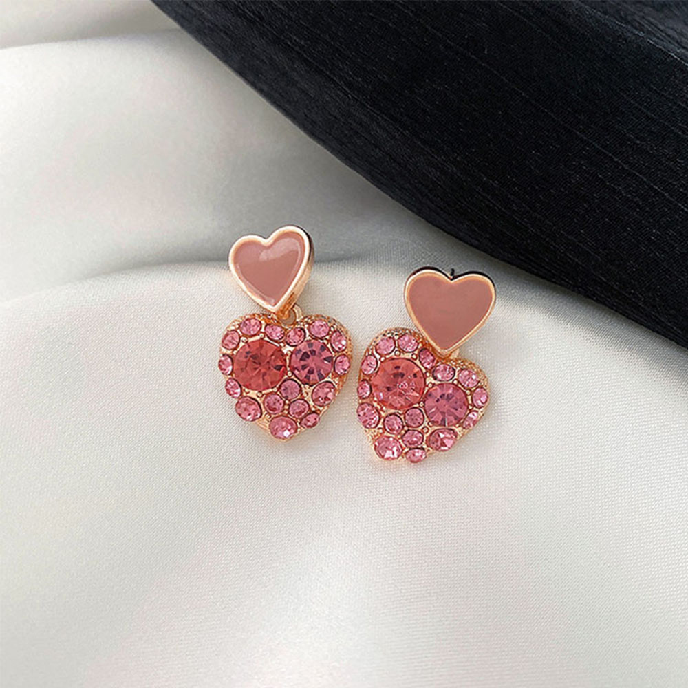 Bông Tai Mạ Bạc 925 Hình Trái Tim Phong Cách Hàn Quốc