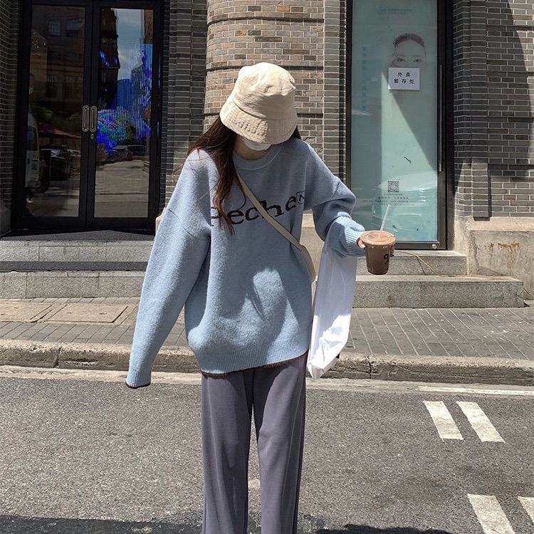 Women's 2022 Japanese Style Outer Wear Pullover Knitting Sweater Loose Student Hong Kong Style Sweater Lazy Style Knitted Sweater