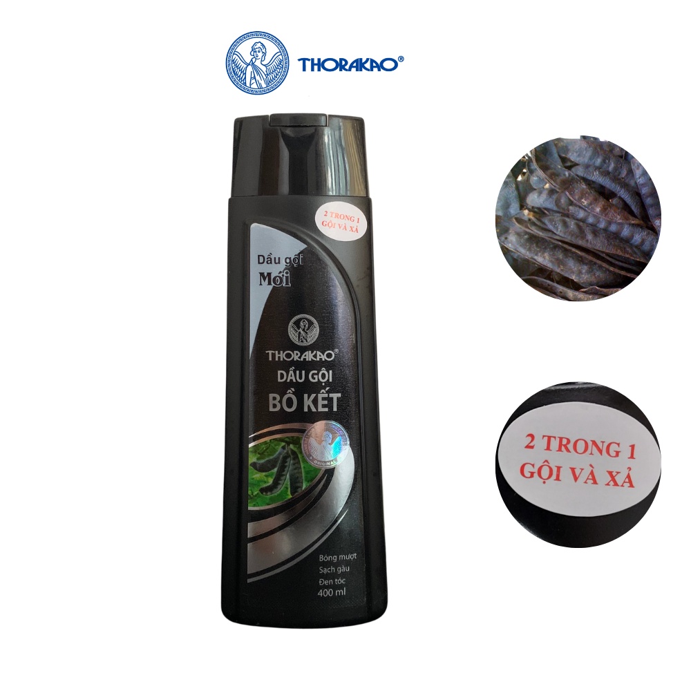 Dầu gội bồ kết Thorakao 400ml, kết hợp xả và gội giúp tóc đen mượt, chắc khỏe