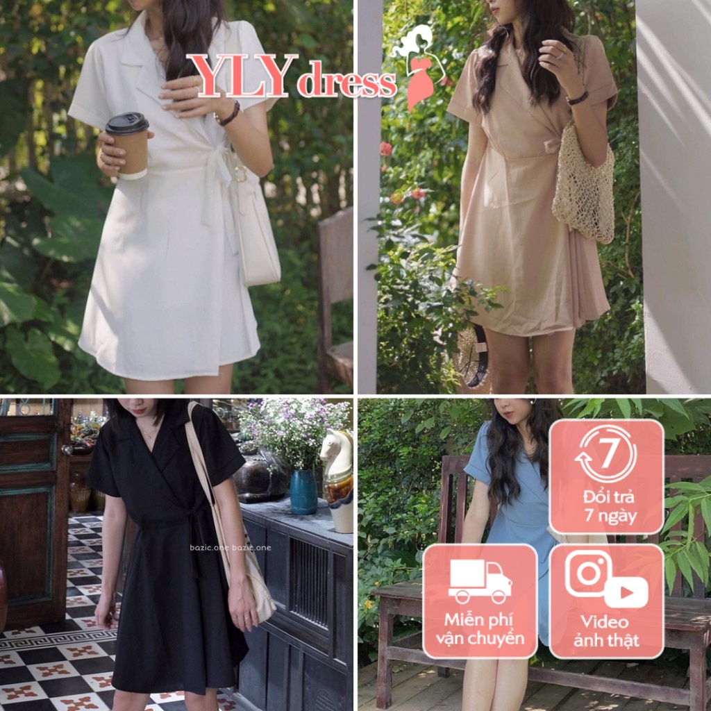 Váy đũi thắt nơ bên 4 màu - Váy đầm nữ cộc tay freesize phom suông buộc thắt eo tôn dáng chất đũi mềm mát C290