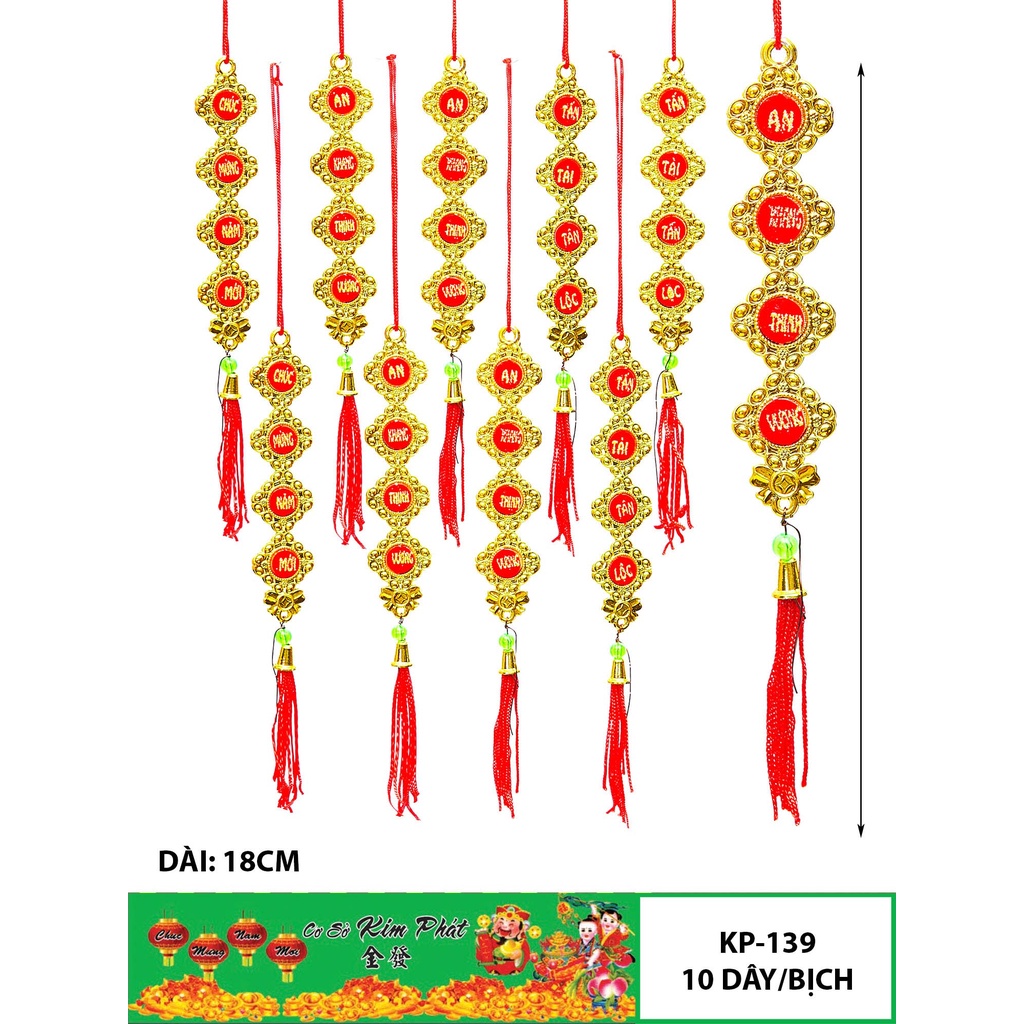 Set 10 dây nhí trang trí tết 2025 nhiều mẫu hoa mai,quạt,thỏi vàng cá
