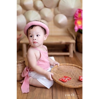 Sét yếm lụa Hồng phối quần/ váy (tặng mấn siêu xinh)