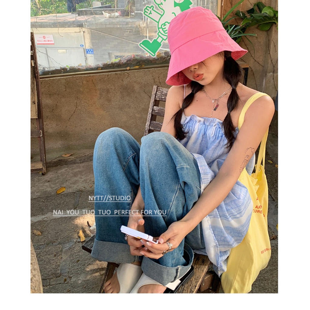 Nón Vành Rộng Chống Tia Uv Màu Sắc Đơn Giản Phong Cách Hàn Quốc
