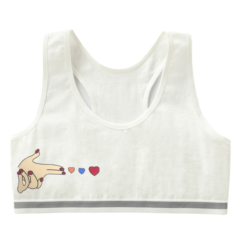 Youyo Áo Ngực Cotton Hai Lớp In Hình Trái Tim Dễ Thương Cho Nữ Tuổi Teen Br