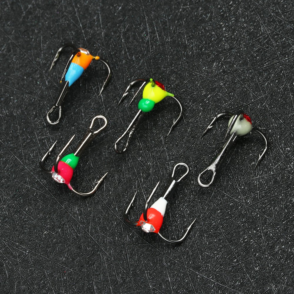 Set 5 Móc Câu Cá Ba Lưỡi Phong Cách Mới Chất Lượng Cao 8## 10# 12# 14# Thép Carbon