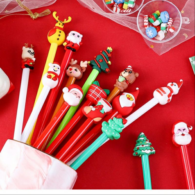Bút gel nước giáng sinh dễ thương/ Nhiều mẫu quà tặng noel và bút bi nước ngòi kim dành cho học sinh, sinh viên giá rẻ